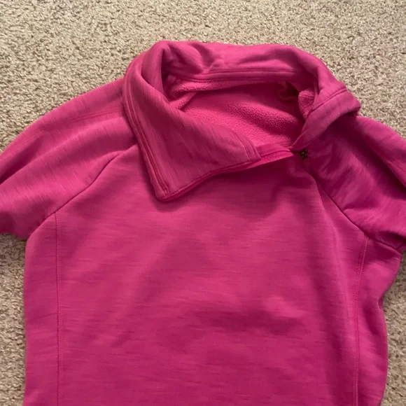 Athleta fleece mock neck turtleneck pullover sweatshirt long sleeve hot pink XS - Picture 4 of 6